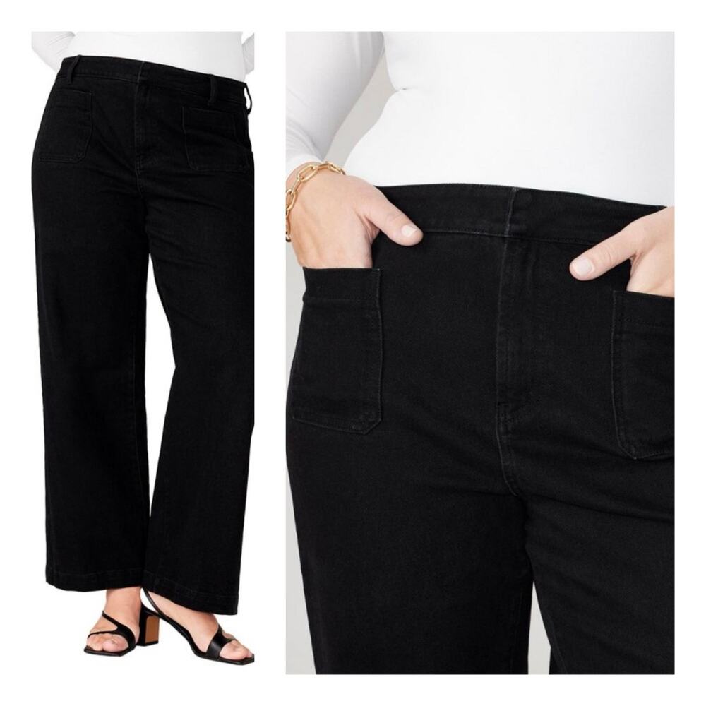 ELOQUII | Black Wide Leg Trouser Jeans Plus Size 26